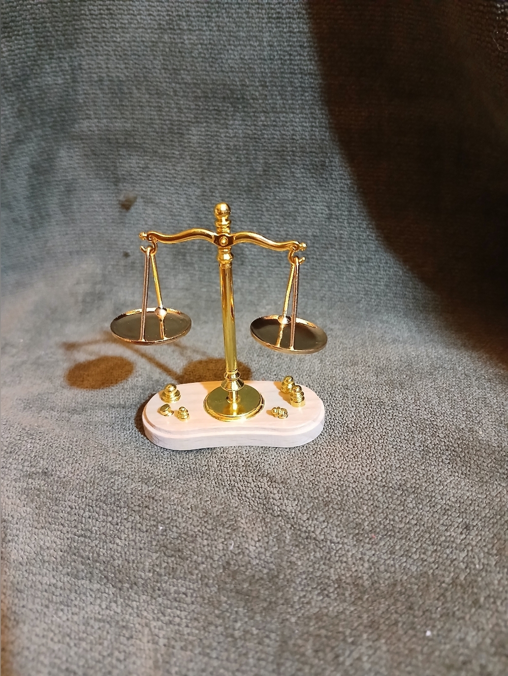 Gold Mini Balance Scales with Wood Base